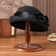Buta autumn and winter woolen hat small top hat British retro ins style woolen beret stereotyped hat temperament retro hat black