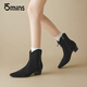 15MINS Fashion Boots Women's 2026 Autumn and Winter New Retro Versatile Thick Sole Increases Tightness and Slimming Legs Long Casual Chelsea Short Boots D2000BQ5 Black 38
