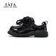 Tata (TATA) children's small leather shoes girls' loafers spring new beautiful black children's shoes little girl soft sole princess shoes TT6144 black 28