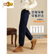 Primary diameter lamb's wool sweatpants autumn and winter plus velvet thickening sports pants for small people casual warm cotton pants gray nine-point lamb's wool M 95-105Jin Jin is equal to 0.5 kg