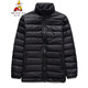 稻草人胖子哥2025冬季男士加肥加大码内胆可拆卸两件套羽绒服户外保暖 黑色 3XL