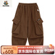 Burwilde International Brand Children's Clothing Children's Overalls Boys' Pants 2025 Autumn New Boys' Pants Long Pants Coffee Color 110 cm
