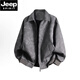 JEEP SPIRIT Jeep leather jacket men's spring and autumn American retro jacket couple coat women's wasteland style winter velvet top ins Free a bag of sachet - dark gray XL 130-150Jin Jin is equal to 0.5 kg