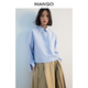 MANGO women's shirt 2026 spring new cotton shirt straight short versatile blue shirt light blue M