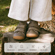 Woollykids Australian genuine leather boys and girls solid color widened toe non-slip rubber soft-soled children's shoes elephant gray size 24 inner length 15.5cm suitable for feet 14.6-15.0cm