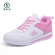 Woodpecker spring and autumn new leather surface waterproof horizontal bottom casual shoes women's Korean version versatile sports shoes lightweight soft sole travel running shoes 8176 white powder (leather surface) 37