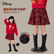 Disney Retro Tartan Girls Skirt 26th Autumn and Winter Christmas Style Umbrella Skirt New Year Red Versatile A-Line Skirt 120