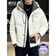 Snow Flying (SNOWFLYING) high-end winter down jacket men's hooded trendy brand 2025 new slim-fitting short handsome down top jacket Bean Gray 2XL Recommended 130-155Jin Jin equals 0.5 kg