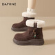 DAPHNE Daphne snow boots women's boots new women's boots thick sole plus velvet warm short boots cotton boots brown plus velvet heel height 5cm 35 (225mm) standard size