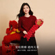 Shang Jingqi red sweater for women 25 winter new women's round neck thickened warm and comfortable versatile new year atmosphere sweater for women