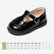 Snafy girls black leather shoes spring new 2026 little girl T-shaped campus soft sole non-slip baby shoes truffle black 25 feet length 15.55cm