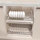 Fantasy kitchen storage rack multi-layer storage rack 304 stainless steel under sink retractable layered cabinet pull-out stainless steel + ins milk white guide rail pull-out bowl rack + dish rack