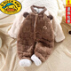 G.duck baby flannel jumpsuit thickened double layer autumn and winter baby clothes for men and women 0-2 years old harem pajamas plus velvet double layer flannel sky blue double-piece jumpsuit size 73 recommended 2-6 months
