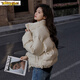 Chujing PU Leather Jacket Women's Short Autumn and Winter New Stand Collar Korean Style Down Jacket Loose Versatile Warm Jacket White Duck Down Beige (PU Version) M
