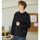TonLion 2026 Spring New Men's Spliced Round Neck Sweatshirt Design Black American Heavyweight Fashion Brand Loose Men