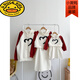G.duck Internet celebrity new New Year parent-child outfit with hooded raglan sleeves for a family of three sweatshirts for autumn and winter mother and daughter small fragrant style dress with milk and apricot red (dress) (fake two-piece dress 80 cm
