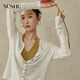 SUSHE double rhyme wool large V-neck bat-sleeve sweater/100 Tencel halterneck camisole suit Biluochun green-sweater S