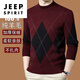 JEEP SPIRIT suéter de lana 100% de marca grande de gama alta para hombre nuevo suéter de medio cuello alto de invierno de oveja cálida gruesa de mediana edad. Suéter de cachemira gris medio gama alta grado especial sin pilling 2025 otoño e invierno nuevo estilo XL 175 (peso recomendado 140-160 Jin Jin equivale a 0,5 kg)