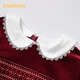 BALABALA children's clothing children's dress girls spring velvet princess dress embroidered sweet doll collar fashionable red tone 00466 170