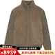 BOSS zipper pocket stand collar long sleeve leather jacket for men brown S