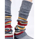 Kuiying (kuiying) Korean style autumn and winter warm wool socks for women long striped college style calf slimming pile socks ins trend gray color striped socks 1 pair one size