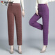 Woodpecker middle-aged and elderly thickened high-waisted German velvet silk cotton pants for women M mothers autumn and winter large D size warm and cold camel fleece bottoming purple 3XL