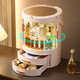 AILUKI Japanese cosmetics storage box dust-proof rotating desktop sense Internet celebrity dressing table with mirror large capacity default