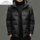 Emporio Armani EA7阿玛尼连帽羽绒服男款2026冬季新款男装休闲加厚保暖鸭绒外套男 黑色 M 170