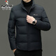 Мужской пуховик Woodpecker, короткий зимний утолщенный теплый белый утиный пух, модная куртка с воротником-стойкой, универсальная моющаяся куртка с защитой от холода 6183 черный M 170