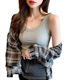 Internet celebrity fashionable and versatile anti-thread cotton knitted elastic vest bottoming shirt for inner wear and outer wear, black, one size fits all, 90-140