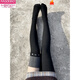 Modal Maillard over-the-knee socks autumn and winter thickened velvet stockings tall warm socks JK non-slip extended thigh socks extended version black one size plus velvet warmth + silicone anti-slip