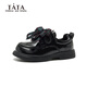 Tata (TATA) children's small leather shoes girls' loafers spring new beautiful black children's shoes little girl soft sole princess shoes TT6144 black 28