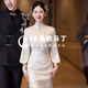 Taylor Martin champagne color new Chinese style engagement dress 2025 new bridal wedding dress main yarn high-end home toast dress Xiuhe suit HF059 autumn and winter L