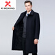 KBXNG Jinba 2025 Autumn and Winter New Business Men's Plush Coat Jacket Middle-aged and Elderly Plus Velvet Thickened Long Woolen Navy Single Liner 3XL 190/104A