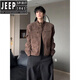 JEEP SPIRIT Maillard Chaqueta Corta De Algodón Marrón Chaqueta De Algodón con Cuello Alto Engrosado De Terciopelo De Invierno para Hombre Chaqueta De Moto Americana Chaqueta Negra L