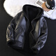 GENIUS international first-line brand fur integrated men's winter hooded velvet thickened leather jacket short motorcycle jacket leather jacket for men black L 115-130Jin Jin is equal to 0.5 kg