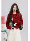 Youxiang Winter Snow Expression New Year's Gentle Atmosphere Red Sweater Women's 25 Winter New Lazy Style Top Retro Red S