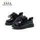 Tata (TATA) children's small leather shoes girls' loafers spring new beautiful black children's shoes little girl soft sole princess shoes TT6144 black 28