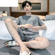 夏典素订女王（SE.PSTP）睡衣男士夏季短袖短裤棉质青少年简约男夏背心大码中年家居服套装 9922 2XL 男士（适合140-160斤）
