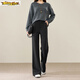 Early diameter winter velvet trousers, black boot-cut trousers with spliced slits, new slimming stretch casual, high waist and drape for small people, black plus velvet - tall 3XL 31/recommended 135Jin Jin is equal to 0.5kg -145Jin Jin is equal to 0.5kg