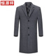 Hengyuanxiang double-sided wool coat for middle-aged men, mid-length, over the knee, middle-aged and elderly wool wool dad thickened coat, black (medium-length suit collar) L 175