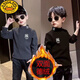 G.duck boys' bottoming shirt double-sided German velvet autumn and winter clothing children's warm top half turtleneck plus velvet long-sleeved T-shirt versatile and trendy gray + off-white two-piece bottoming shirt 01 130 recommended height 120-130