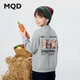 MQD plus velvet MQD boys 25 new winter style college style half-cardigan sweatshirt with big cartoon on the back, light hemp gray 140