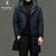 Woodpecker 90% duck down down jacket men's removable hood warm thickened mid-length down jacket men 98198 black 2XL 185