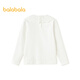 Balabala girls long-sleeved T-shirt children's spring lapel top big children's cotton clothes sweet bow white tone 00411 110