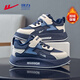 Warrior children's shoes, boys' autumn and winter warm plus velvet cotton shoes, children's casual sports shoes WZ-C239L dark blue/m 35