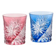 KAGAMI Glass Edo Kiku Pair Whiskey Wine Cup Rock Cup Drinkware Set Pink/Blue 250ml