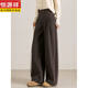 Hengyuanxiang 2026 Autumn and Winter Bass Pants Women's Casual Straight Pants Thickened New High Waist Loose Woolen Slim Scimitar Wide Leg Pants Woolen Fabric Brown 2XL Recommended 130-145Jin Jin is equal to 0.5 kg