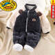 G.duck baby flannel jumpsuit thickened double layer autumn and winter baby clothes for men and women 0-2 years old harem pajamas plus velvet double layer flannel sky blue double-piece jumpsuit size 73 recommended 2-6 months