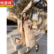 Hengyuanxiang 2026 new 90 white duck down down jacket for women winter fox fur collar hooded thickened knee-length mid-length coat Khaki yellow XS 90Jin Jin equals 0.5kg -110Jin Jin equals 0.5kg